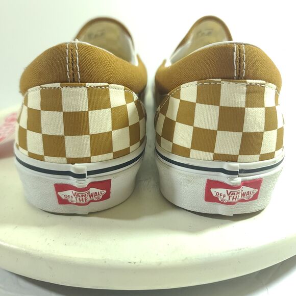 NEW Vans Classic Slip-On Sz 12 Color Theory Checkerboard Golden Brown Sneakers - Picture 9 of 13